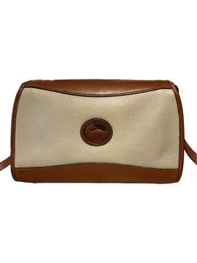 Dooney & Bourke Cream Pebbled Leather Crossbody with Brown Trim